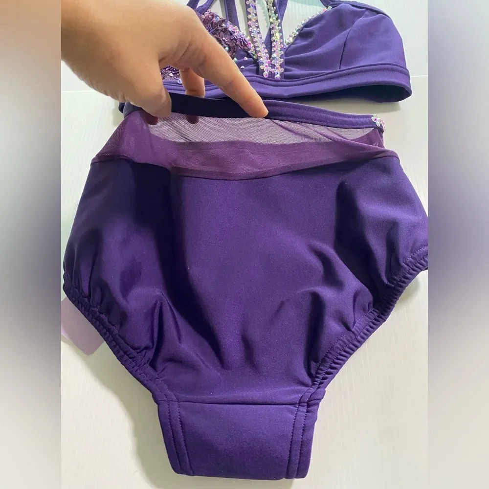Custom solo dance convention contemporary costume 2 piece purple MA adult NEW